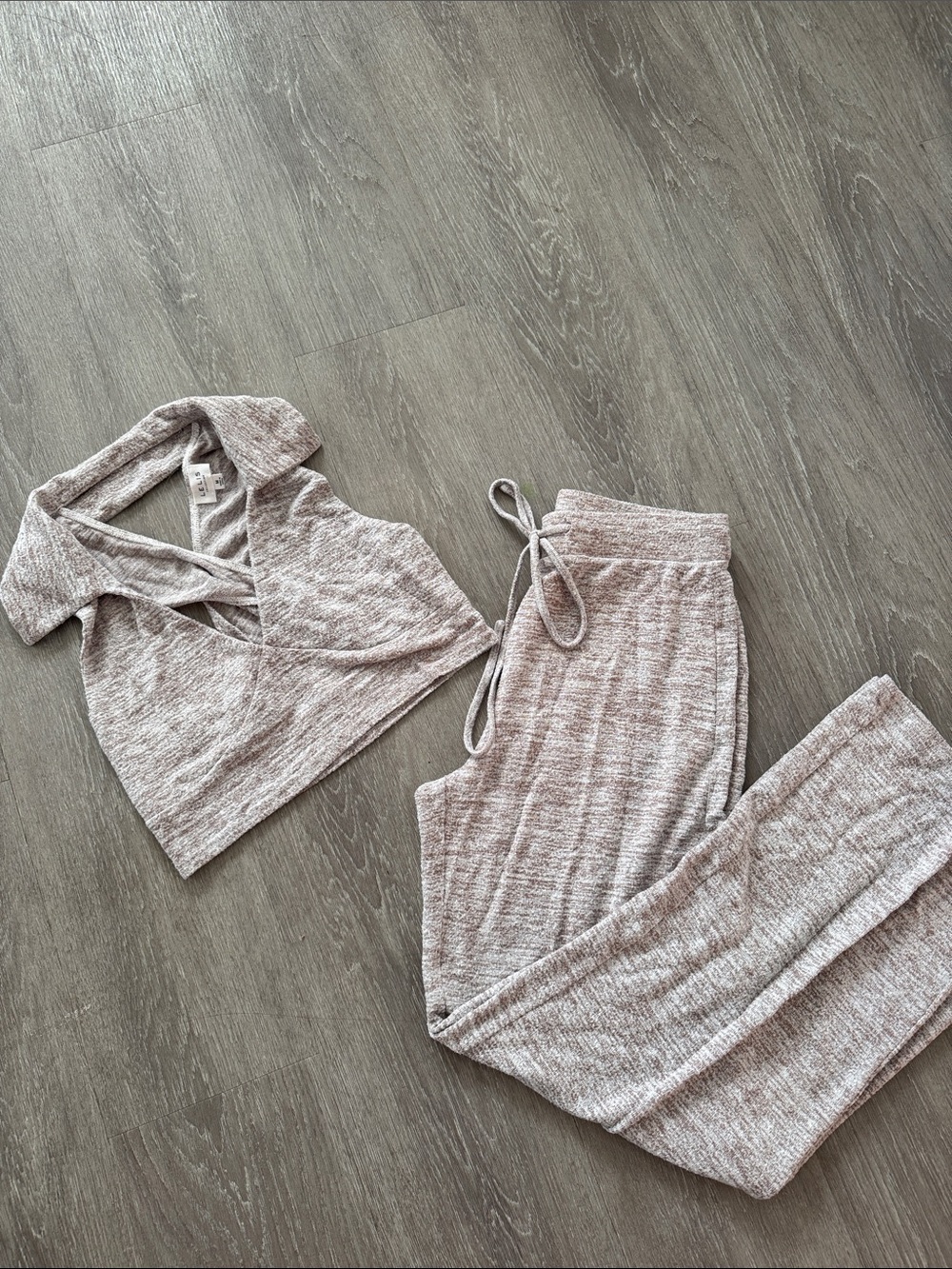 Le Lis Heathered Taupe Knit Drawstring Pants